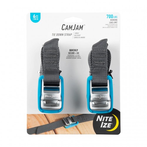 NiteIze CamJam Tie Down Strap 6 ft - 2 Pack CJWR6-09-2R6 Blue/Black